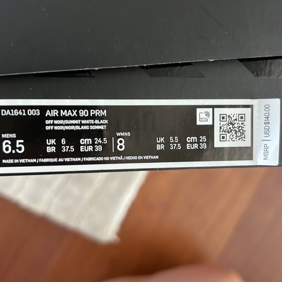 Nike Air Max 90 PRM size men’s 6.5, color off noir/summit white-black - Picture 5 of 12